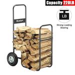 ZUN Firewood Cart 220LBS with Large Wheels, Fireplace Log Rolling Caddy Hauler, Wood Mover Outdoor 48004071