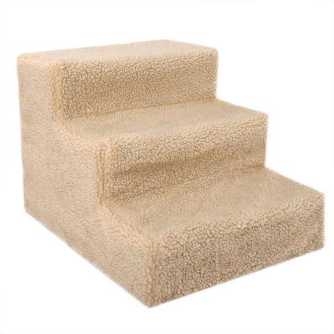 ZUN 3 Steps Pet Stairs for Dogs and Cats - cream W2181P145860