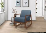 ZUN 1pc Rocker Accent Chair Modern Living Room Plush Cushion Blue Soft Upholstery Hardwood Frame Elegant B011126011