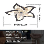 ZUN 27Inches Ceiling Fan with Lights Remote Control Dimmable LED, 6 Gear Wind Speed Fan Light W2009119786