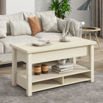 ZUN ON-TREND Lift Top Coffee Table, Multi-Functional Coffee Table with Open Shelves, WF314404AAK