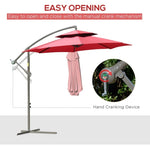 ZUN 9' 2-Tier Cantilever Umbrella with Crank Handle, Cross Base and 8 Ribs, Garden Patio Offset Umbrella W2225142545