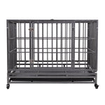 ZUN Heavy-Duty Metal Dog Kennel, Pet Cage Crate with Openable Flat top and Front Door, 4 Wheels W2181P153959