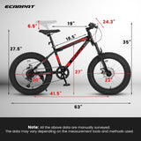 ZUN S20109 Ecarpat 20 Inch Kids Bike, 4" Inch Fat Tire Mountain Bike for Ages 8-12 Boys Girls, 7 Speed W2233142112
