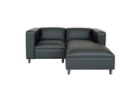 ZUN Black Faux Leather L-Shaped Sofa, Modern 3-Seater Sofas Couches for Living Room, Bedroom, Office, B124142419