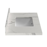 ZUN 37 Inch Quartz Vanity Top with Undermounted Rectangular Ceramic Sink & Backsplash, White Calacatta W995138684