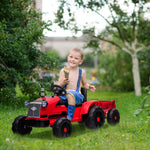 ZUN Toy Tractor with Trailer,3-Gear-Shift Ground Loader Ride On with LED Lights 15725657