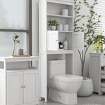 ZUN Over The Toilet Rack 2 -Tier Toilet Bathroom Spacesaver Storage Shelf with 2 Doors Wood Storage W112049945