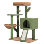 ZUN Cactus Cat Tree Cat Tower with Sisal Covered Scratching Post and Cozy Condo Cat Climbing Stand with 52187964