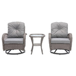 ZUN 3 Pieces Outdoor Swivel Rocker Patio Chairs, 360 Degree Rocking Patio Conversation Set with W640142357