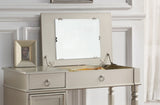 ZUN Bedroom Vanity Set w Stool Open Up Mirror Storage Space Drawers Rubber wood Ring Pull Handles Silver B011113341