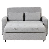 ZUN 65.7" Linen Upholstered Sleeper Bed , Pull Out Sofa Bed Couch attached two throw pillows,Dual USB WF297903AAM