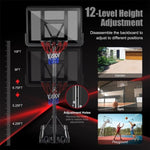 ZUN Portable Basketball Hoop Outdoor, 4.25FT-10FT Height Adjustable Basketball Goal, Shatterproof W2135126710