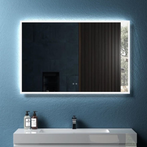 ZUN 48" W x 32" H Modern Wall Mounted LED Backlit Anti-Fog Rectangular Bathroom Mirror with US standard W1865108992