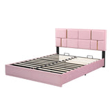 ZUN Queen Size Upholstered Platform Bed with Hydraulic Storage System,No Box Spring Needed,Pink WF310943AAH