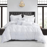 ZUN 7 Pieces White Jacquard Luxury Retro Style Comforter Set-Queen King Size 77981543