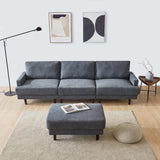 ZUN Modern fabric sofa L shape, 3 seater with ottoman-104.6" Beige 18557690