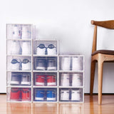 ZUN Foldable Shoe Box; Stackable Clear Shoe Storage Box - Storage Bins Shoe Container Organizer; 8 Pack; W2181P147486