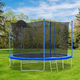 ZUN 12FT Trampoline for Adults & Kids with Basketball Hoop, Outdoor Trampolines w/Ladder and Safety W28550119