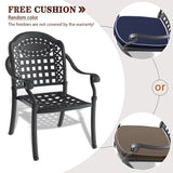 ZUN Cast Aluminum Patio Dining Chair 4PCS With Black Frame and Cushions In Random Colors W171091760