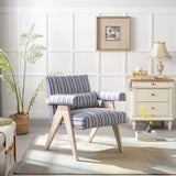 ZUN Accent chair, KD rubber wood legs with black finish. Fabric cover the seat. With a cushion.Blue W72870353