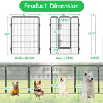 ZUN 40" Outdoor Fence Heavy Duty Dog Pens 24 Panels Temporary Pet Playpen with Doors 43440078