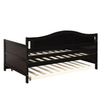 ZUN Twin Wooden Daybed with Trundle Bed, Sofa Bed for Bedroom Living Room, Espresso WF192861AAP