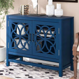 ZUN U-style Wood Storage Cabinet with Doors and Adjustable Shelf, Entryway Kitchen Dining Room, Navy WF299114AAC