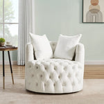 ZUN Modern Swivel Barrel Chair with 360&deg; Rotating Base and 2 Pillows, Modern Velvet Reading Chair with W112347849