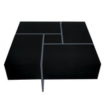 ZUN ON-TREND Unique Design Coffee Table with 4 Hidden Storage Compartments, Square Cocktail Table with WF305182AAB