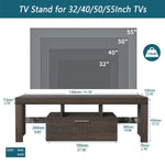 ZUN 20 minutes quick assembly brown simple modern TV stand with the toughened glass shelf cabinet W67943608