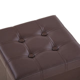 ZUN FCH 38*38*38cm Pull Point PVC MDF Foldable Storage Footstool Dark Brown 74254589