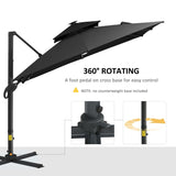 ZUN 10FT Cantilever Patio Umbrella with Solar LED Lights, Double Top Square Outdoor Offset Umbrella with W2225142548