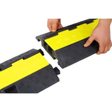 ZUN Cable Protector Ramp, 2 Channels Speed Bump Hump, Rubber Modular Speed Bump Rated 11000 LBS Load W465121324