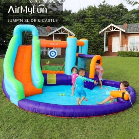 ZUN AirMyFun Inflatable Bounce House, Jumping Castle with Water and Slide, Inflatable Bouncer with Air W1134126874