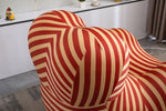 ZUN Barrel Chair with Ottoman, Mordern Comfy Stripe Chair for Living Room , Red & W1311112610