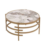 ZUN 32.48'' Round Coffee Table With Sintered Stone Top&Sturdy Metal Frame, Modern Coffee Table for W1071P144334