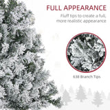 ZUN HOMCOM 6ft Tall Prelit Artificial Christmas Tree Holiday Décor with 638 Snow Flocked Branches, 220 W2225137775
