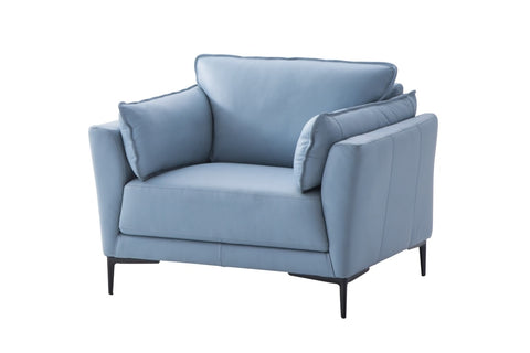 ZUN ACME Mesut Chair, Light Blue Top Grain Leather & Black Finish LV02389