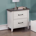 ZUN White Color Nightstand Bedroom 1pc Nightstand Solid wood Black Appliance Pull 2-Drawers bedside B011P165673
