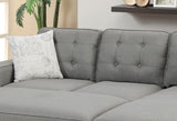 ZUN Reversible 3pc Sectional Sofa Set Light Grey Tufted Polyfiber Wood Legs Chaise Sofa Ottoman Pillows B01149072