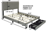 ZUN QUEEN SIZE UPHOLSTERED BED WITH ADJUSTABLE HEIGHT / MATTRESS 10 TO 14 INCHES / LED DESIGN WITH W1867121464