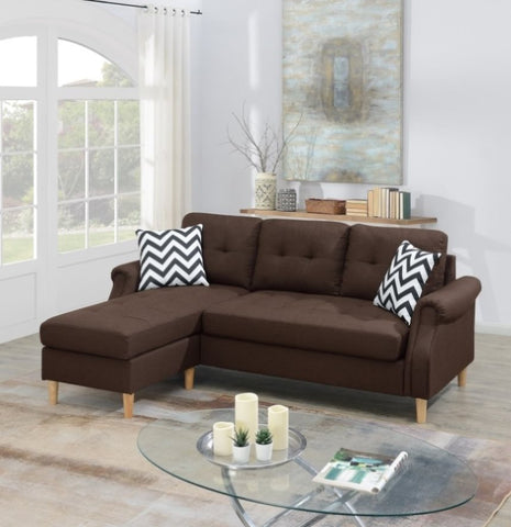 ZUN Living Room Corner Sectional Dark Coffee Polyfiber Chaise sofa Reversible Sectional HS00F6457-ID-AHD