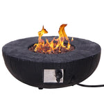 ZUN 30,000 BTU Faux Woodgrain Round Propane Gas Fire pit With Weather cover, Lava Rocks For Outdoor W2029120078