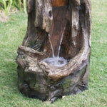 ZUN 17.5x15.5x39.5" Indoor Outdoor Tree Trunk, Polyresin Rusitic Floor Standing Waterfall W2078124504