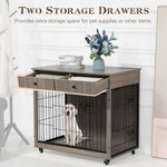 ZUN Dog Crate Furniture, Wooden Dog House, Decorative Dog Kennel with Drawer, Indoor Pet Crate End Table W1422109446
