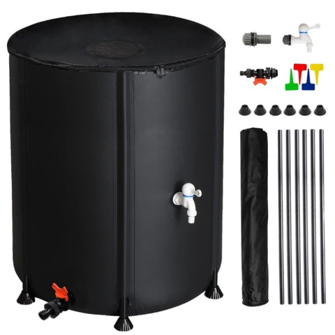 ZUN 50 Gallon Folding Rain Barrel Water Collector Black 46386825