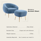 ZUN Orisfur. Modern Comfy Leisure Accent Chair, Teddy Short Plush Particle Velvet Armchair with Ottoman WF287096AAA