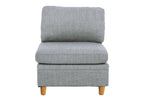 ZUN Living Room Furniture Armless Chair Light Grey Dorris Fabric 1pc Cushion Armless Chair Wooden Legs B01147398