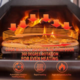 ZUN Pizza Outdoor 12" Automatic Rotatable Pizzas Portable Stainless Steel Wood Fired Pizza W2196134335